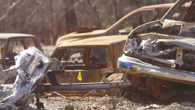 2018 - Establishing Shots Of The Destruction Of Paradise, California Following The Camp Fire.