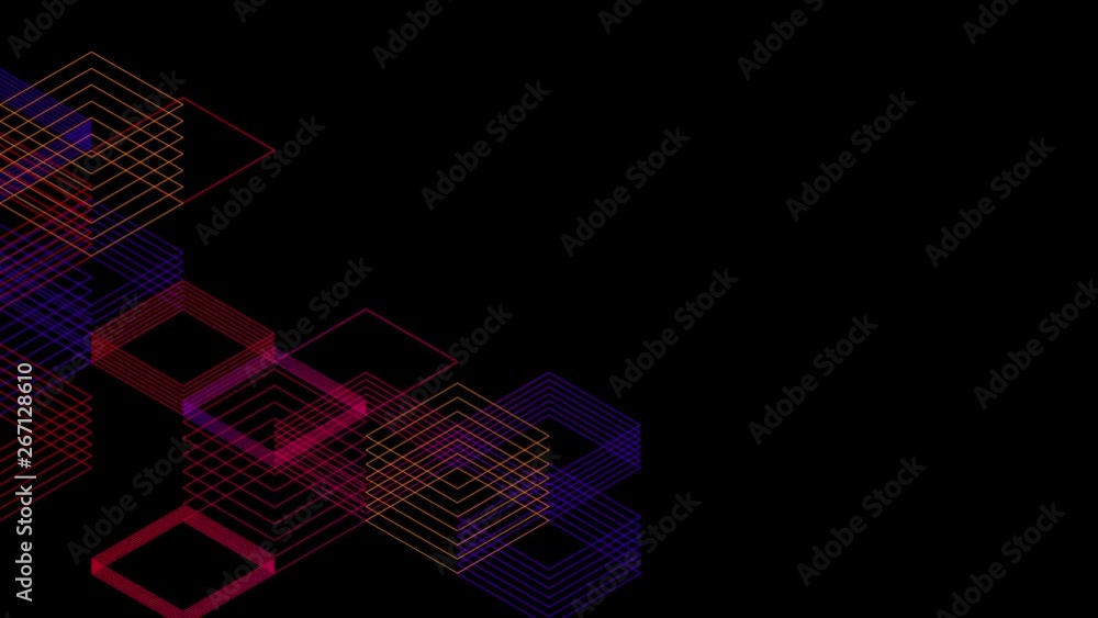 Poster abstract line 3d virtual isometric square lighting moving, blockchain technology network digital dat