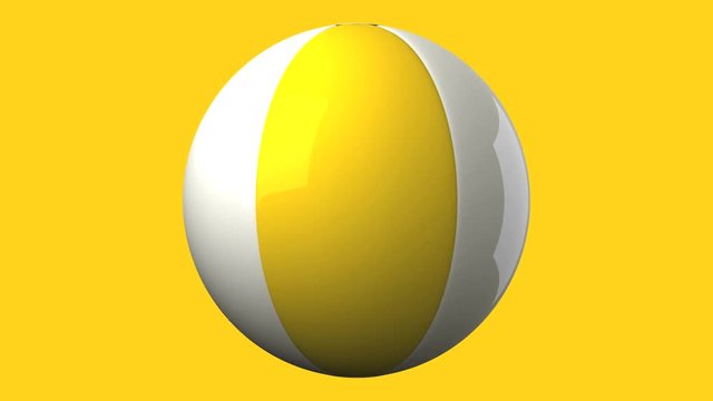 Beach ball on yellow background.Loop able 3D render animation.
