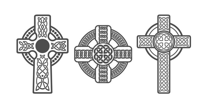 Three Celtic Crosses. Vector Tattoo Or Art