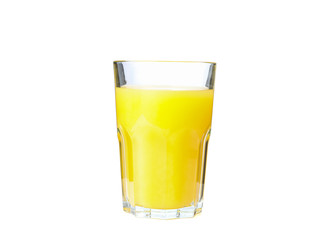 Glass of fresh orange juice isolated on white background. Fresh natural drink