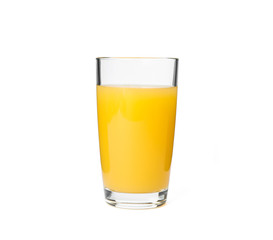 Glass of fresh orange juice isolated on white background. Fresh natural drink