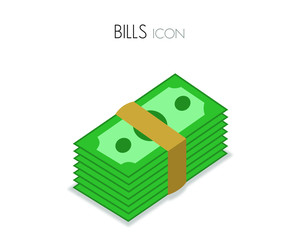 Stack of bill cash illustrator icon, dollar bill, money, payment, finance, euro, cash, green money, pile of bill, pile of money, 3d illustrator