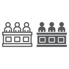 Obraz premium Jury line and glyph icon, court and law, tribunal sign, vector graphics, a linear pattern on a white background.