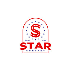 badge logo vintage with initial S for star symbol.