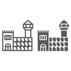 Obraz premium Prison line and glyph icon, cell and arrest, jail sign, vector graphics, a linear pattern on a white background.