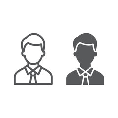 Advocate line and glyph icon, justice and law, person sign, vector graphics, a linear pattern on a white background.