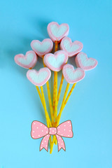 Fototapeta premium Heart marshmallow balloon background, Cute marshmallow background, Pastel marshmallow background