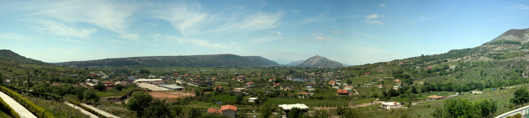 Fototapeta na wymiar Panorama of the valley in Albania. Photos of Nature
