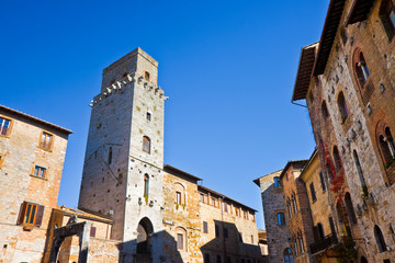 Fototapeta na wymiar Medieval buildings of San Gimignano (Tuscany - Italy)