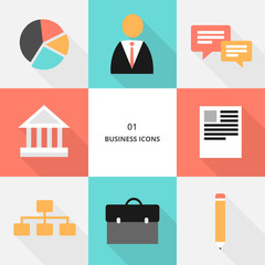 Set 01 - flat design business icons