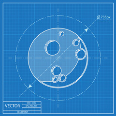 Moon vector blueprint icon. Space illustration.