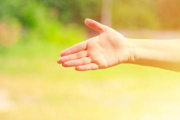 Always provide a helping hand. woman gives hand