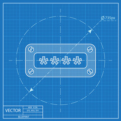 Password Protection Icon. Flat Design. Business Concept Blueprint Illustration.