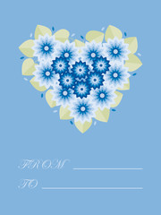 Floral postcard template in flat style.