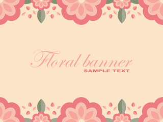 Cute floral banner with a text sample in flat style.