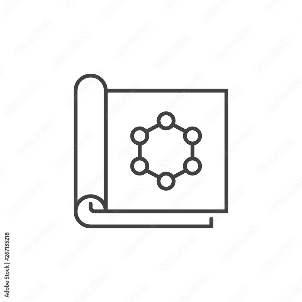 Poster papers with molecule sign vector concept icon in thin line style