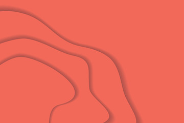 Abstract background template art made with paper cut shapes style in pastel red color. Modern, trendy, curvy, wavy shaped vector art.