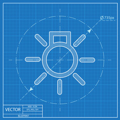 Electrical light with rays simple vector hmi dashboard blueprint icon