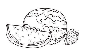 Fresh fruit nutrition healthy black and white hand drawn