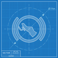 Press break pedal warning vector hmi dashboard blueprint icon