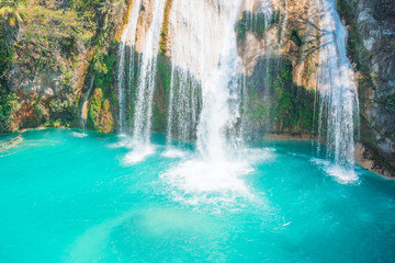 The amazing turquoise waterfalls of Chiflon in Chiapas, Mexico