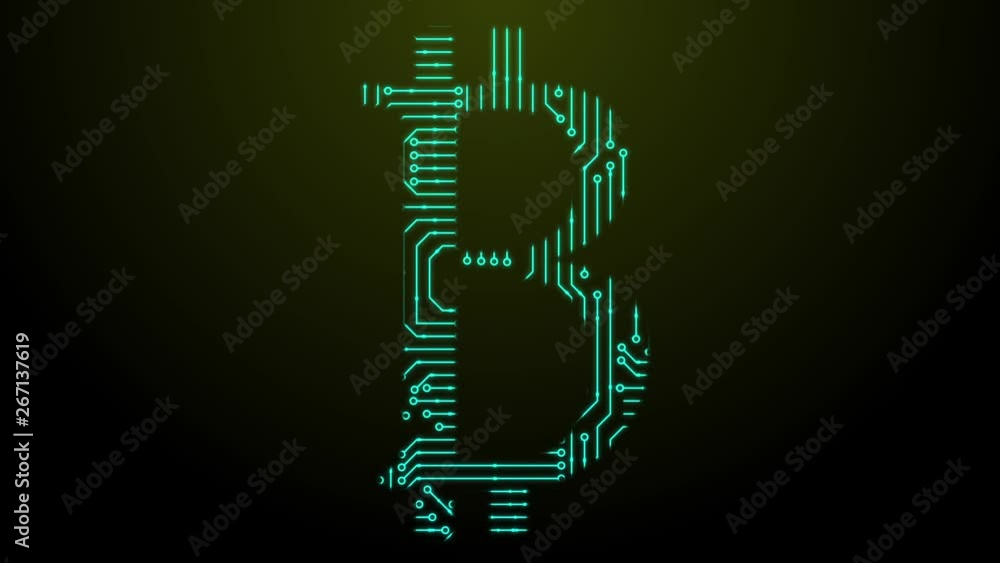 Poster seamless animation of original blockchain logo on futuristic technology background for broadcast and