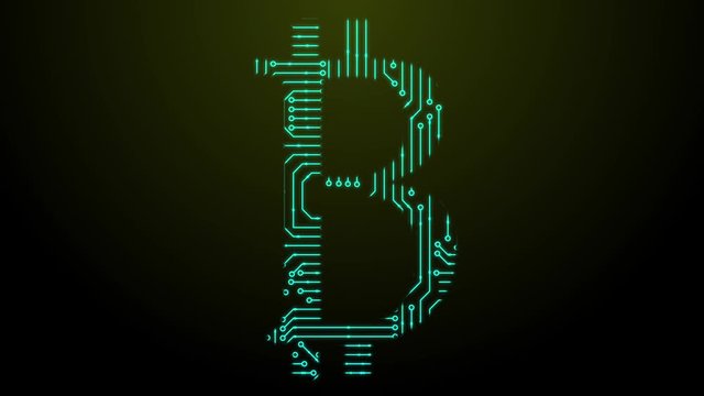 Seamless animation of original blockchain logo on futuristic technology background for broadcast and films about finance, banking, web technologies, future industry, virtual and bitcoin.