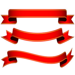 set of red vintage ribbon banners