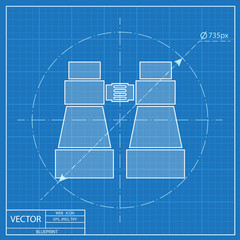 Tourist binocular illustration. Adventures vector blueprint icon