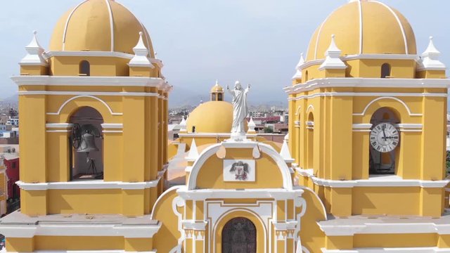 Cathedral in 4k in Trujillo, Peru, at daylight