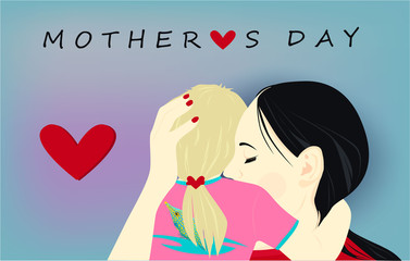 Mother's day, vector holiday greeting kid parent