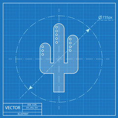 Desert cactus illustration. Plants vector blueprint icon