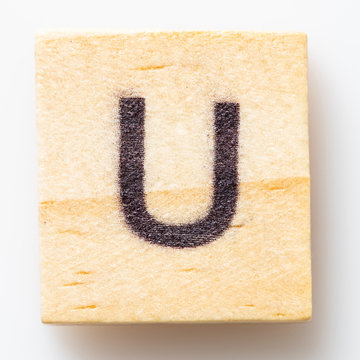  Letter U in uppercase wooden scrabble Tile