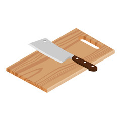 Wooden cutting board isolated on white background