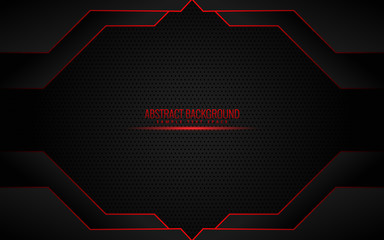 abstract metallic red black frame layout modern tech design template background eps10 - Vector