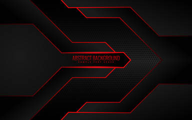 abstract metallic red black frame layout modern tech design template background eps10 - Vector
