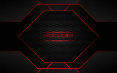 abstract metallic red black frame layout modern tech design template background eps10 - Vector
