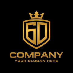 GD  initial with shield and crown, Luxury logo design vector 