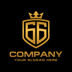 gg  initial with shield and crown, Luxury logo design vector 