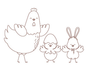 Happy  farm animals outline
