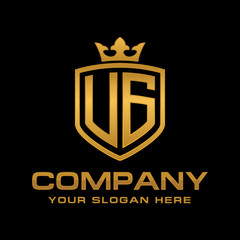 UG  initial with shield and crown, Luxury logo design vector 