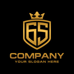 GS  initial with shield and crown, Luxury logo design vector 