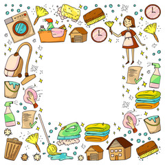 cleaning services company vector pattern