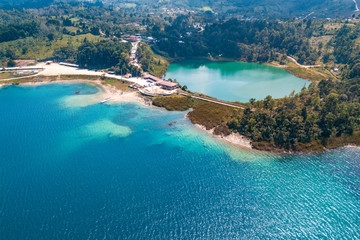 Obraz premium Aerial view of the amazing Montebello turquoise lakes in Chiapas, Mexico
