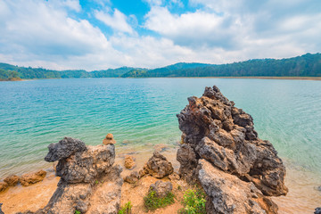 Beautiful view of the amazing Montebello turquoise lakes in Chiapas, Mexico