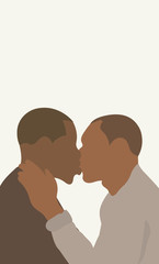 Black gay couple kissing. Freedom of love. Romantic relationship poster template. Lgbt community.