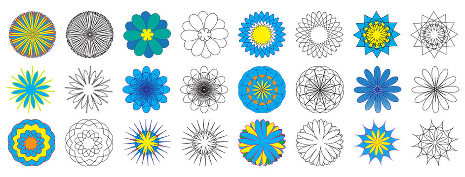 Coloring book. Doodle flowers (spirograph). Vector illustration.