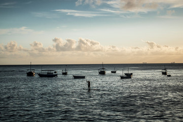 fishing boat at sunset