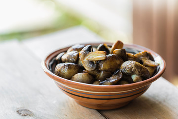 Sliced fried mushrooms